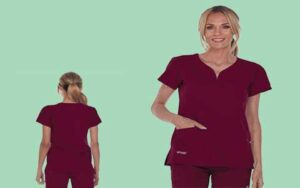 Notch Yoke Neck Scrub Top for women's