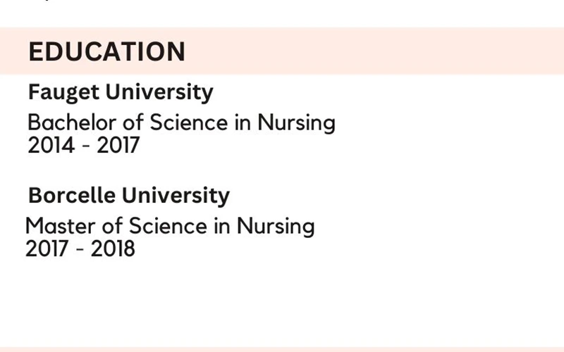 New Grad Nurse Resume Template: 7 Fundamental Sections 2 Education in Resume