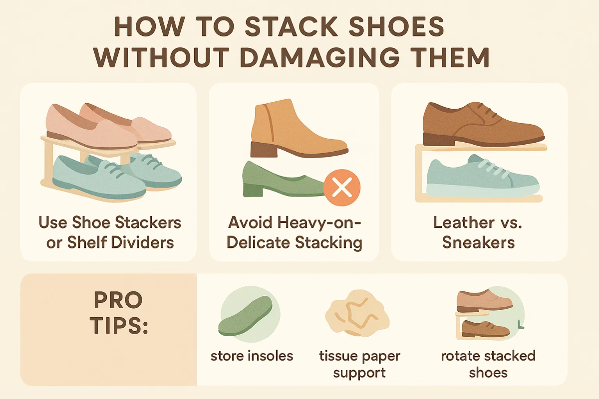 Store Shoes Properly: 5 Brilliant Tips for Organized Living 6 how to stack shoes without damaging them