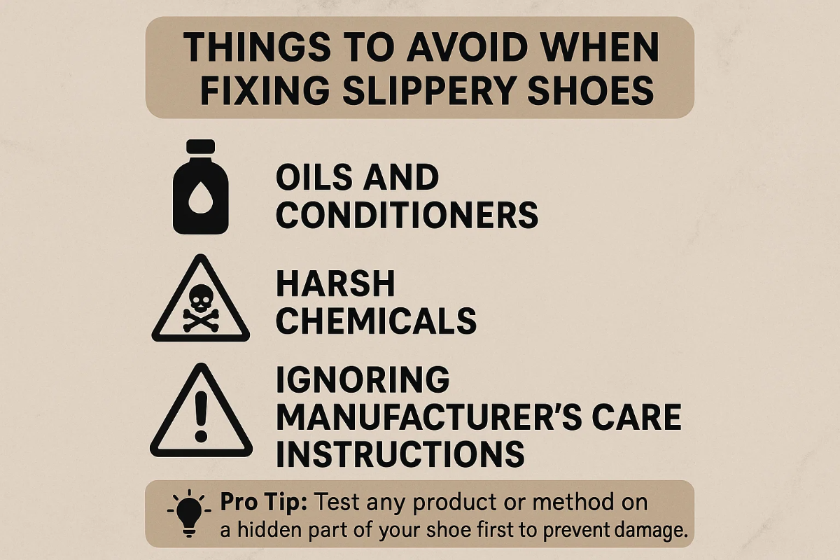 what to avoid when fixing slippery shoes