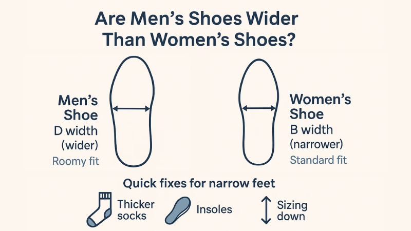 are men's shoes wider than women's shoes