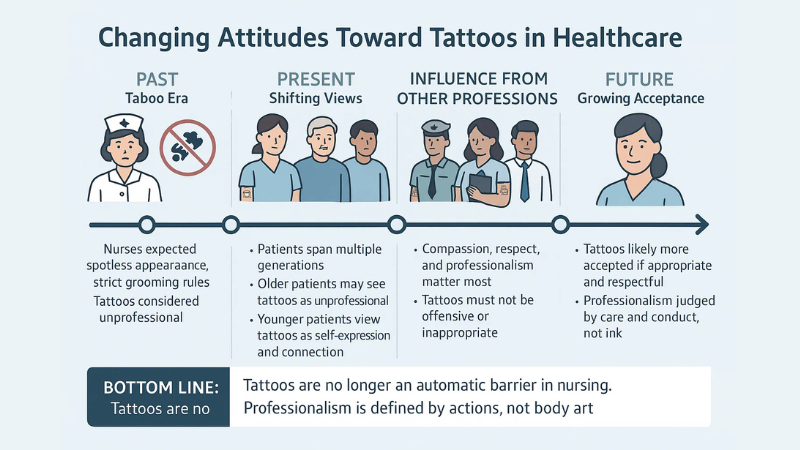 Can Nurses Have Tattoos? Policies & Professionalism Guide 7 changing attitudes toward tattoos in healthcare