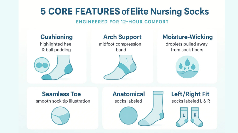 core features of elite nursing socks