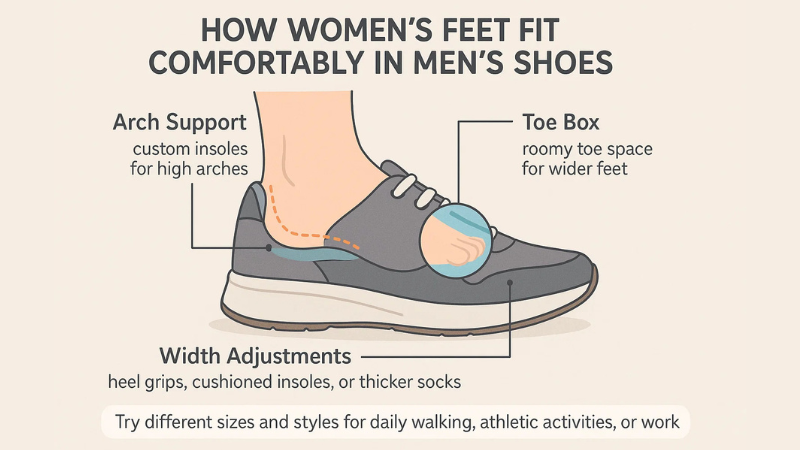 do women's feet fit comfortably in men's shoes