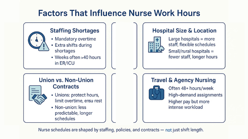 How Many Hours do Nurses Work In a Week? Complete Explanation 6 factors that influence nurse work hours