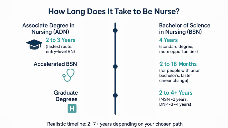 How to Become a Nurse: 6 Crucial Factors 3 how long does it take to be a nurse