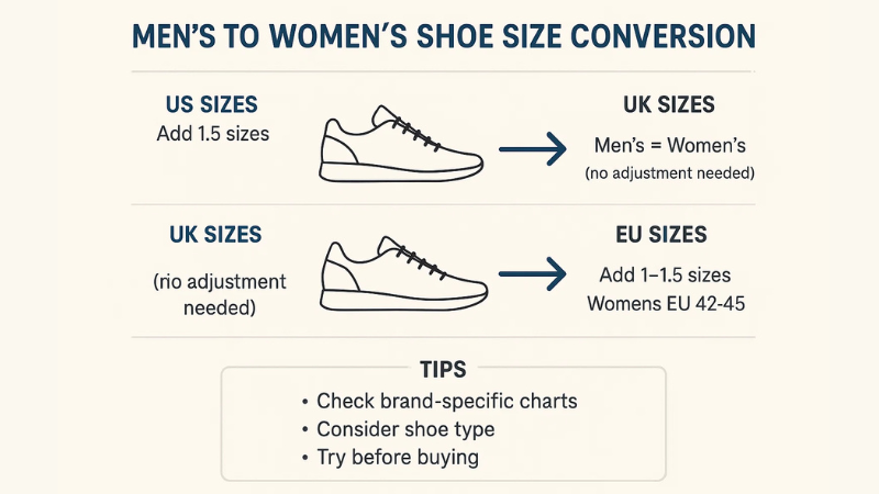 how to convert men's shoes to women's sizing