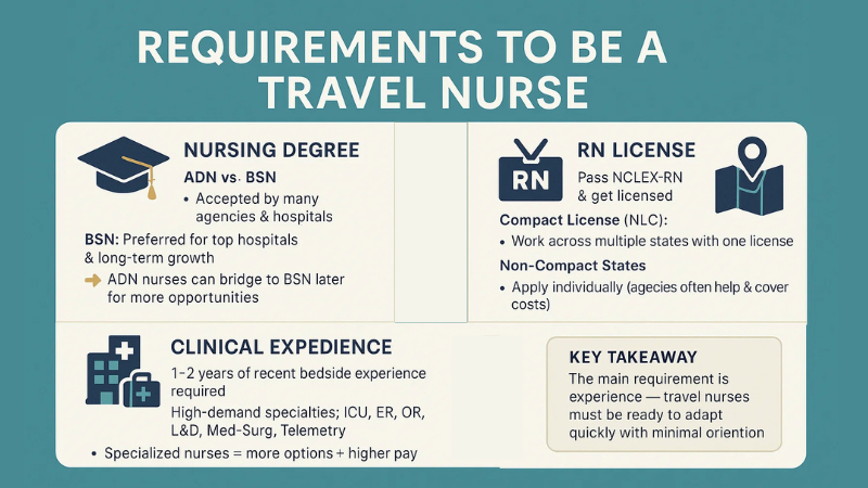 How to Become a Travel Nurse? Crucial Factors to Know 1 requiements to become a travel nurse