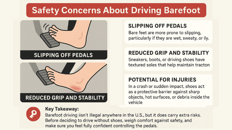 safety concerns about driving barefoot