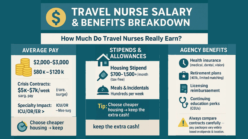 How to Become a Travel Nurse? Crucial Factors to Know 6 travel nurse salary and benefits