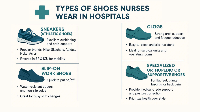 types of shoes nurses wear in hospitals