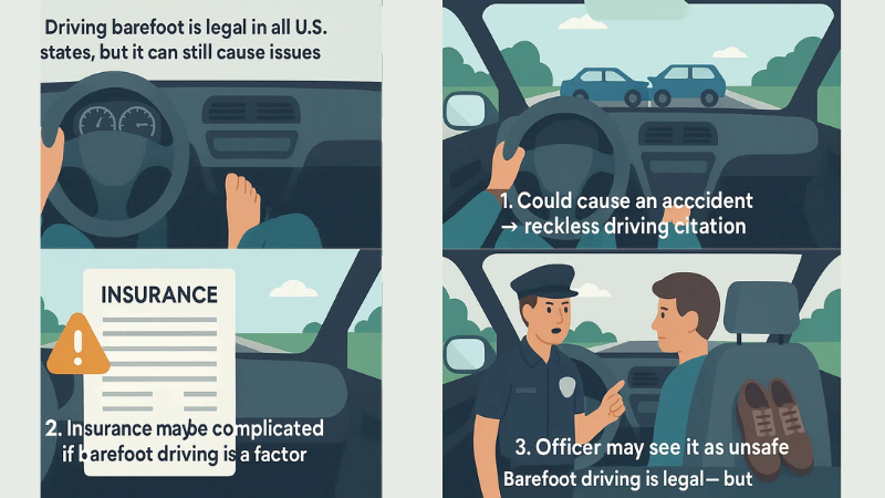 when barefoot driving could lead to legal issue