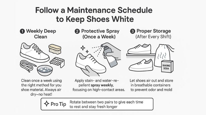 Follow a Maintenance Schedule to Keep Shoes White
