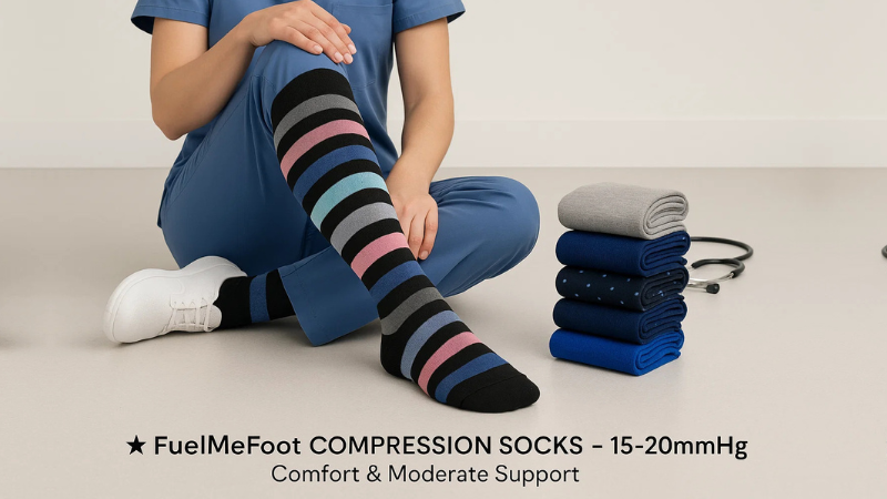 Best Compression Socks for Nurses on 12-Hour Shifts (Reviewed & Rated) 14 FuelMeFoot 6 Pairs Compression Socks (15-20mmHg)