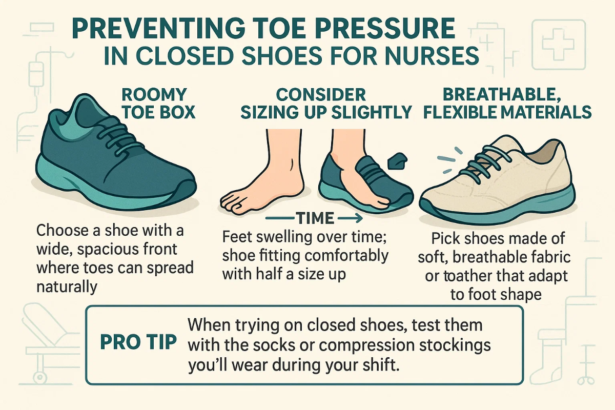Prevent Toe Pain from Closed Nurse Shoes