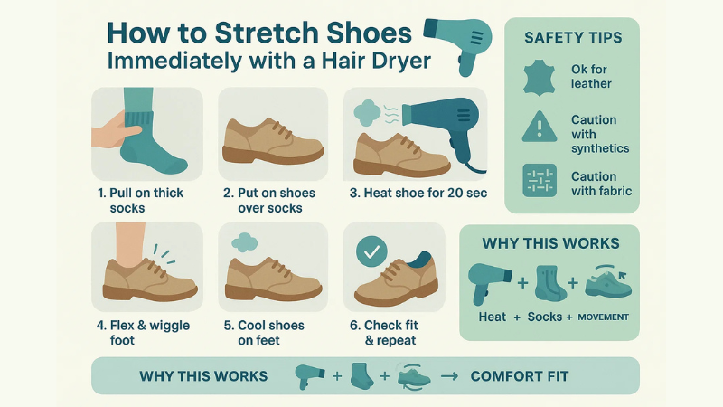 How to Stretch Shoes Immediately with a Hair Dryer