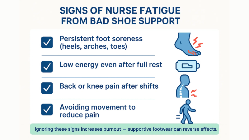 6 Proven Comfort Tips That Help with Footwear and Nurse Burnout 5 Signs of Nurse Fatigue from Poor Footwear Support