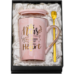 albiss 14oz pink marbled ceramic cup table